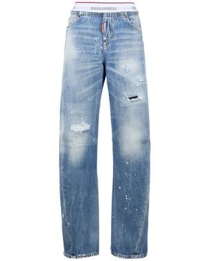 DSquared² Vaqueros Light Undle Twist Con Logo En La Cinturilla - Azul