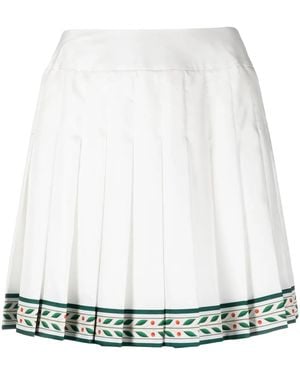 CASABLANCA Laurel Pleated Silk Miniskirt - White