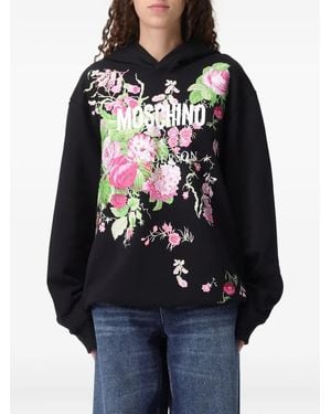 Moschino Floral-Print Hoodie - Blue