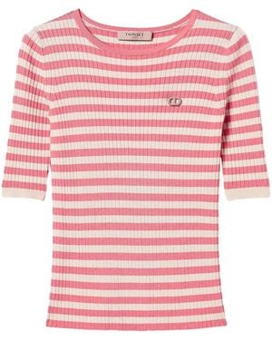 Twinset Striped Short-Sleeve T-Shirt - Pink