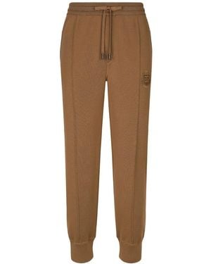 Dolce & Gabbana Pantaloni Sportivi Con Ricamo - Marrone