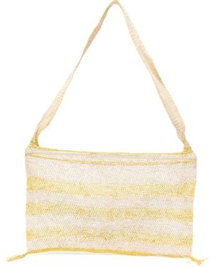 SLO_HAND_MADE Striped Tassel Tote Bag - Natural
