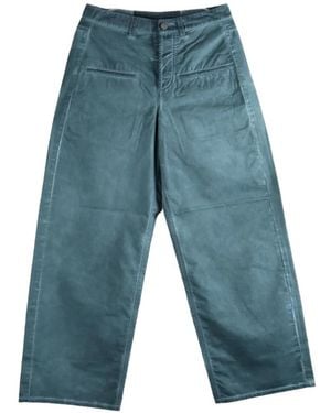 Uma Wang Straight-Leg Logo-Patch Pants - Blue