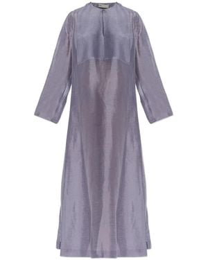 Tory Burch Pleated Button Dress - Purple
