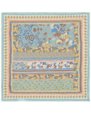 Bimba Y Lola Ikat Floral-Print Scarf - Blue