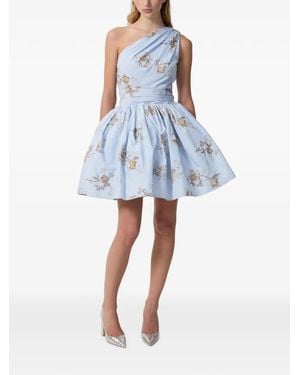 AKNVAS Paula Sequin-Embellished One-Shoulder Mini Dress - Blue