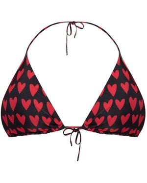 Moschino Heart-Print Triangle Bikini Top - Red