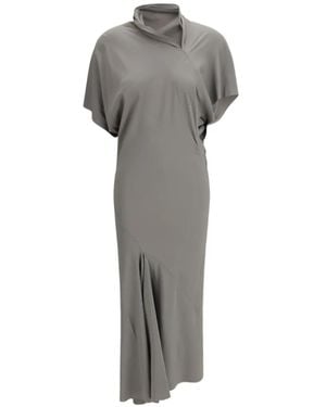 Rick Owens Seb Draped Midi Dress - Grey