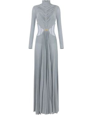 Elisabetta Franchi Pleated High-Neck Dress - Grey