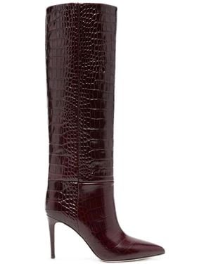 Paris Texas Croc-Effect Knee-High Boots - Brown