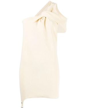Courreges One-Shoulder Knotted Minidress - White