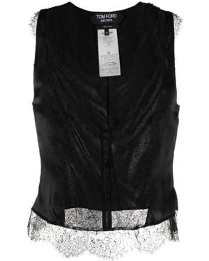 Tom Ford Silk-satin Lace Camisole Top - Black