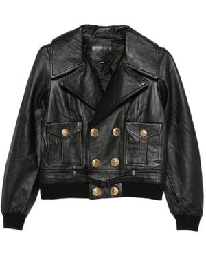 R13 Double-Breasted Faux-Leather Jacket - Black