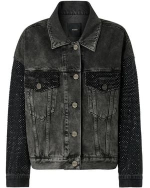 Pinko Stonewashed Embellished Denim Jacket - Black