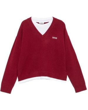 Liu Jo Maglione Con Scollo A V E Logo - Rosso