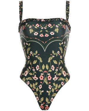 Agua Bendita Floral-Print Swimsuit - Green