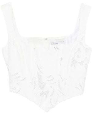 GIUSEPPE DI MORABITO Embroidered Crop Top - White