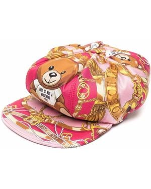 Moschino Baroque-Print Teddy Cap - Pink