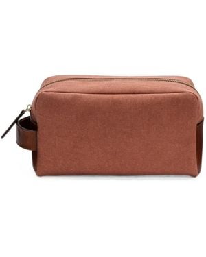 La Portegna Negro Canvas Leather-Trim Wash Bag - Brown