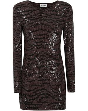 P.A.R.O.S.H. Sequin-Embellished Zebra-Print Dress - Black