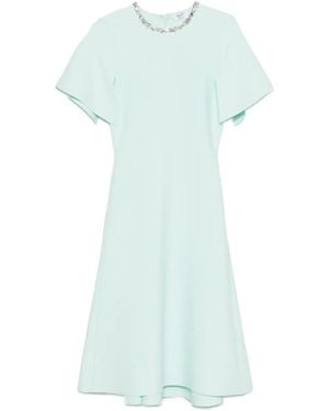 McQueen Embellished Short-Sleeve Midi Dress - Blue