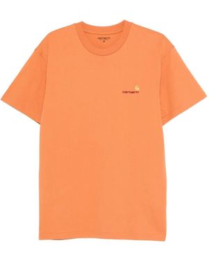 Carhartt Logo-Embroidered T-Shirt - Orange