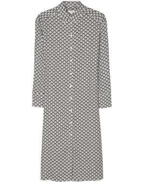 Tommy Hilfiger Graphic-Print Twill Midi Shirt Dress - Gray