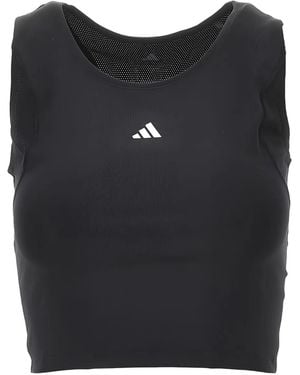 adidas Logo-Print Performance Tank Top - Black