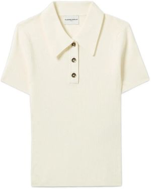 Claudie Pierlot Short-Sleeved Polo Top - Natural