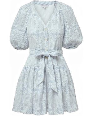 Veronica Beard Bobbie Kleid mit Puffärmeln - Blau