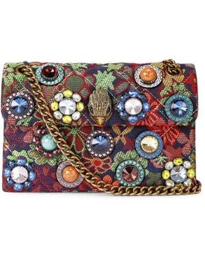Kurt Geiger Crystal-Embellished Floral-Tapestry Shoulder Bag - White