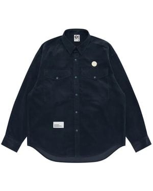 Aape By A Bathing Ape Corduroy Logo-Patch Shirt - Blue