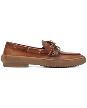 Miu Miu Leather Boat Shoes - Brown