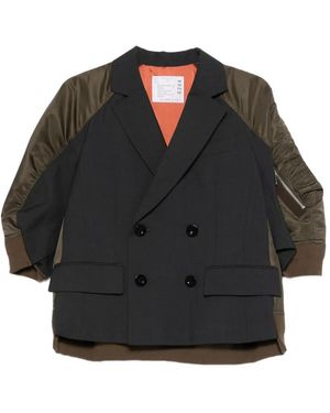 Sacai Double-Breasted Panelled Jacket - Black