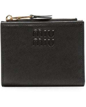 Miu Miu Logo-Embossed Zip-Fastening Wallet - Black