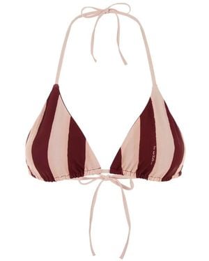 Fendi Striped Triangle-Cup Bikini Top - Pink