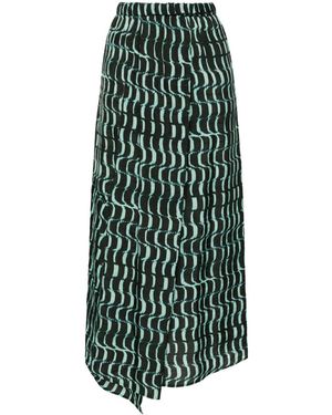 Christian Wijnants Abstract-Print Midi Skirt - Green