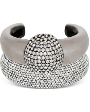 Balmain Rhinestone-Embellished Bangle Bracelet (Set Of Two) - White
