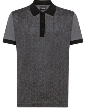 Billionaire Logo-Jacquard Short-Sleeve Polo Shirt - Black