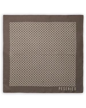 Peserico Geometric-Print Logo-Print Scarf - Brown