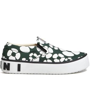 Marni Floral Print Slip On - White