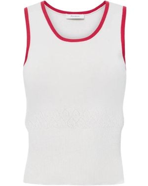 JW Anderson Contrasting-Trim Tank Top - White