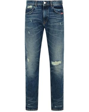 AMISH David Distressed Regular & Straight-Leg Jeans - Blue
