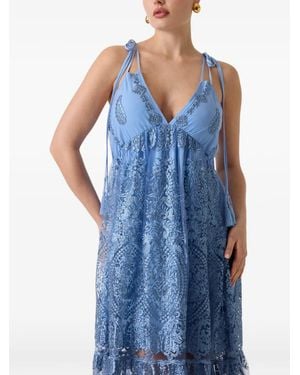 Guess Karima Embroidered Maxi Dress - Blue