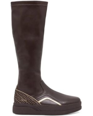 Liu Jo Monogram-Panel Knee-High Boots - Brown