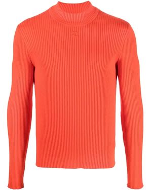 Courreges Ribbed-Knit Long-Sleeve Jumper - Orange
