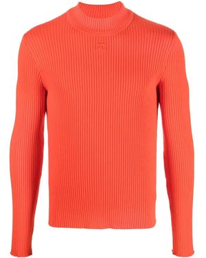 Courreges Pull En Maille Nervurée À Manches Longues - Orange