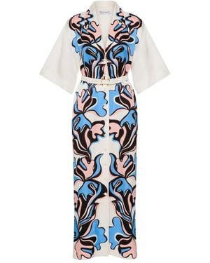 Rebecca Vallance Barbados Breeze Buttoned Midi Dress - Blue