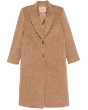 Twinset Abrigo texturizado con botones - Marrón