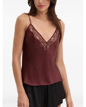Chantelle Lace V-Neck Pajama Top - Purple